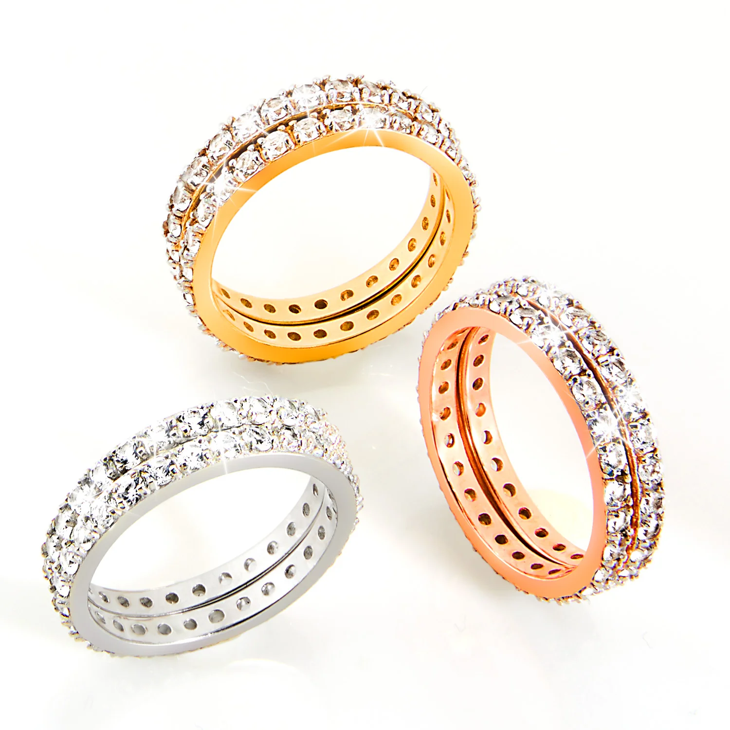 Platinum over Sterling White Topaz Eternity Band - 2pc Set - Image 6