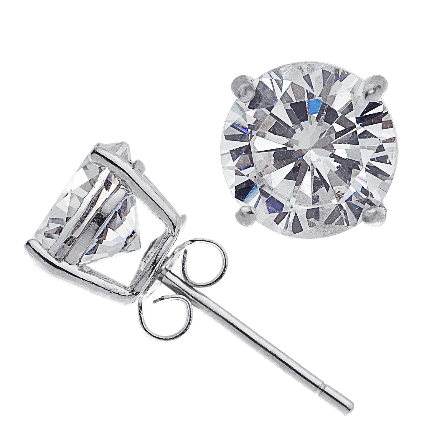 Silver Plated CZ Tennis Bracelet with CZ Stud Earrings - Image 5