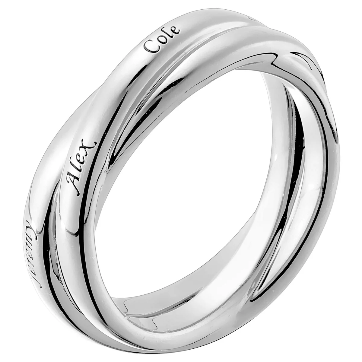 Rhodium Plated Interlocking Name Rings - Image 2