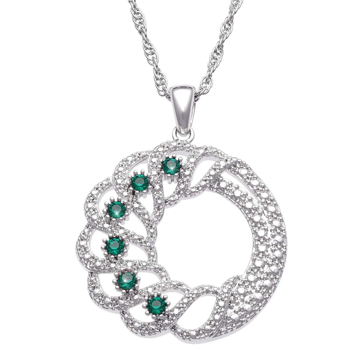 Family Open Swirl Circle Birthstone Pendant - Image 3