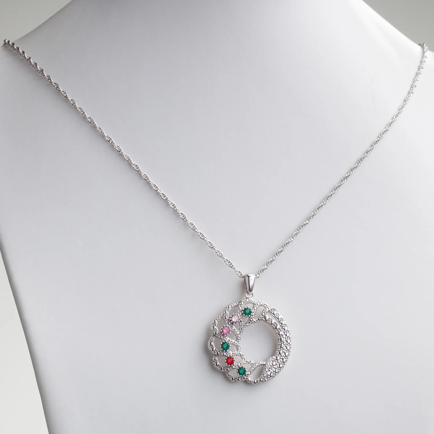 Family Open Swirl Circle Birthstone Pendant - Image 4