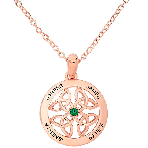 Rhodium Plated Trinity Family Circle Necklace - Image 6