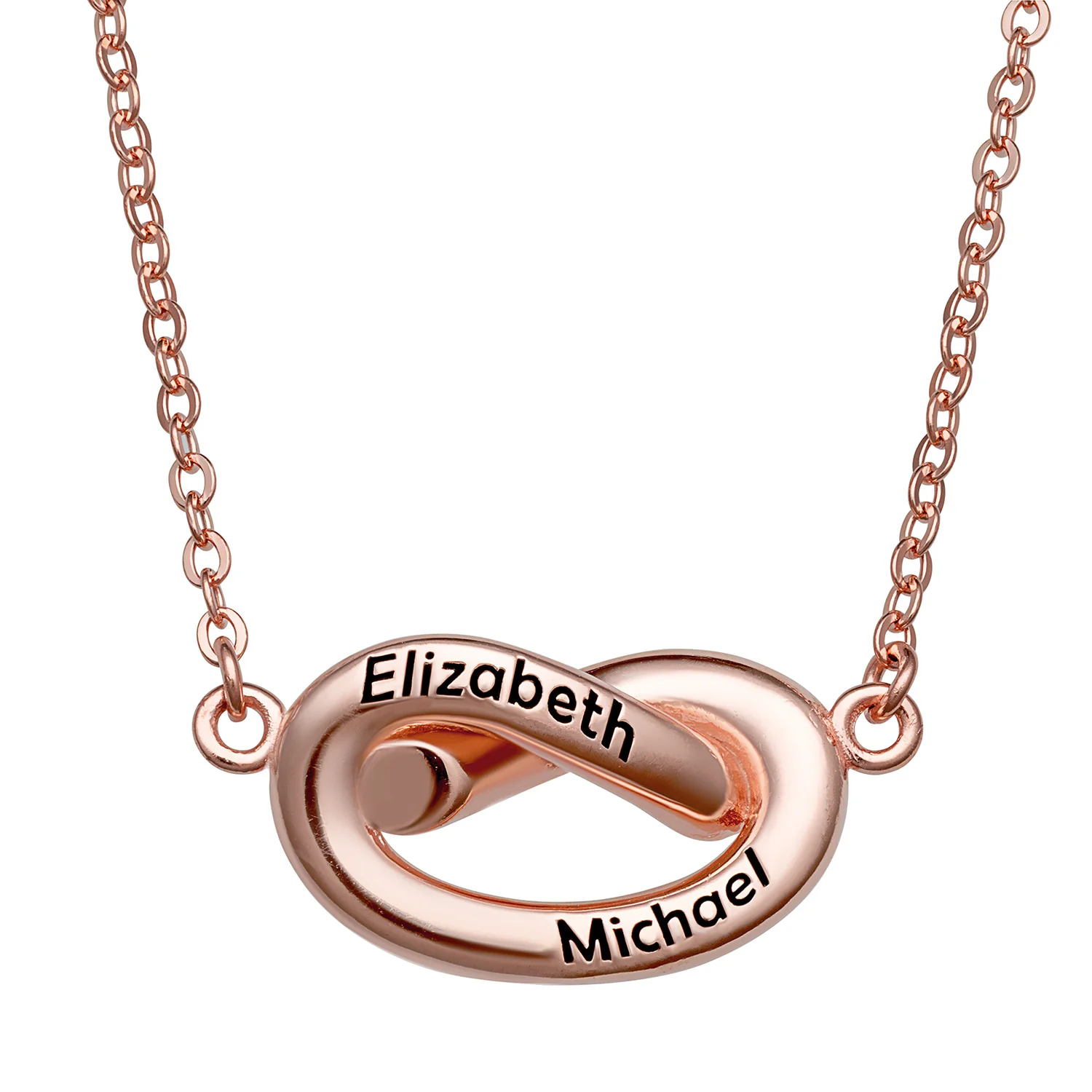 14K Rose Gold over Sterling Engraved Name Pretzel Pendant