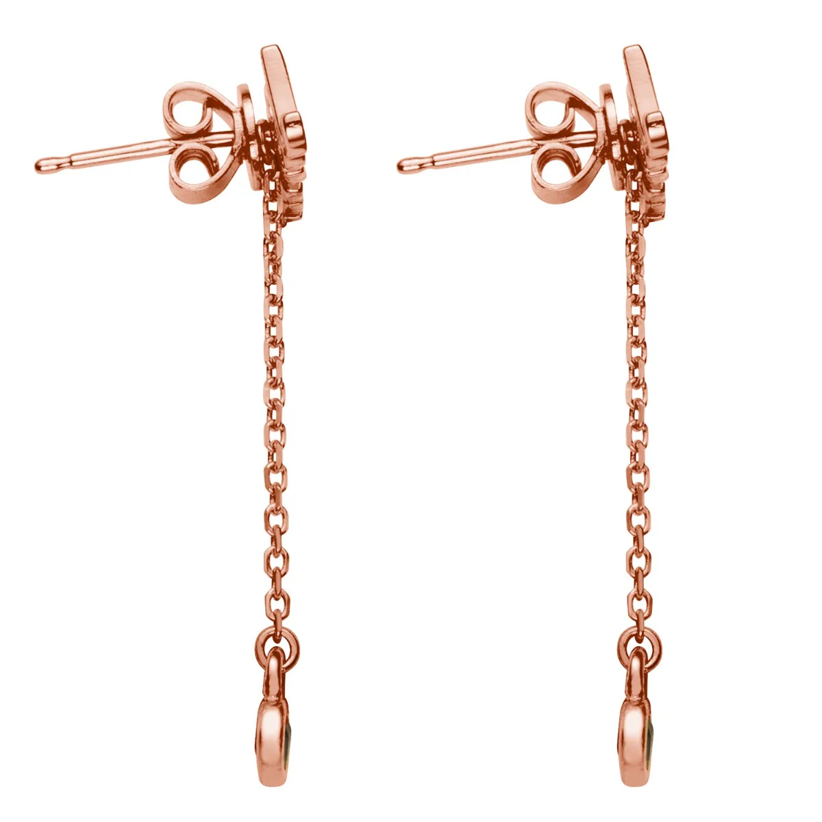 14K Rose Gold over Sterling Name with Birthstone Dangle Crawler Earrings - Image 2