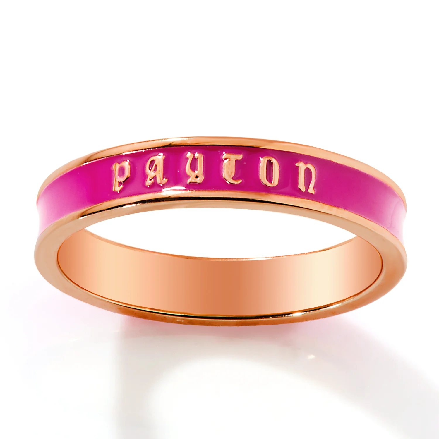 Rose Gold Plated Birthmonth Enamel Old English Name Band Ring - Image 4