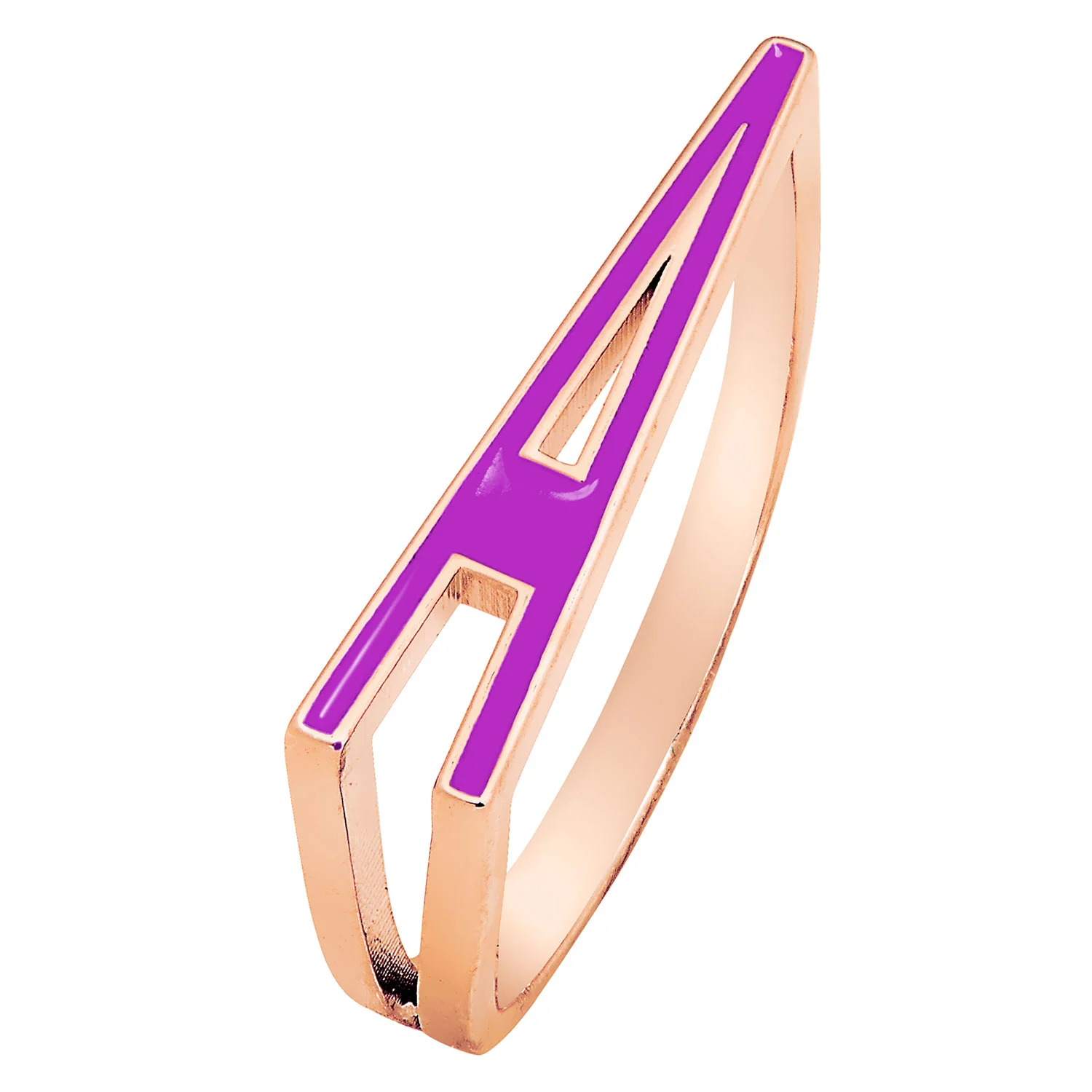 Rose Gold Plated Bold Birthmonth Enamel Horizontal Initial Ring - Image 3