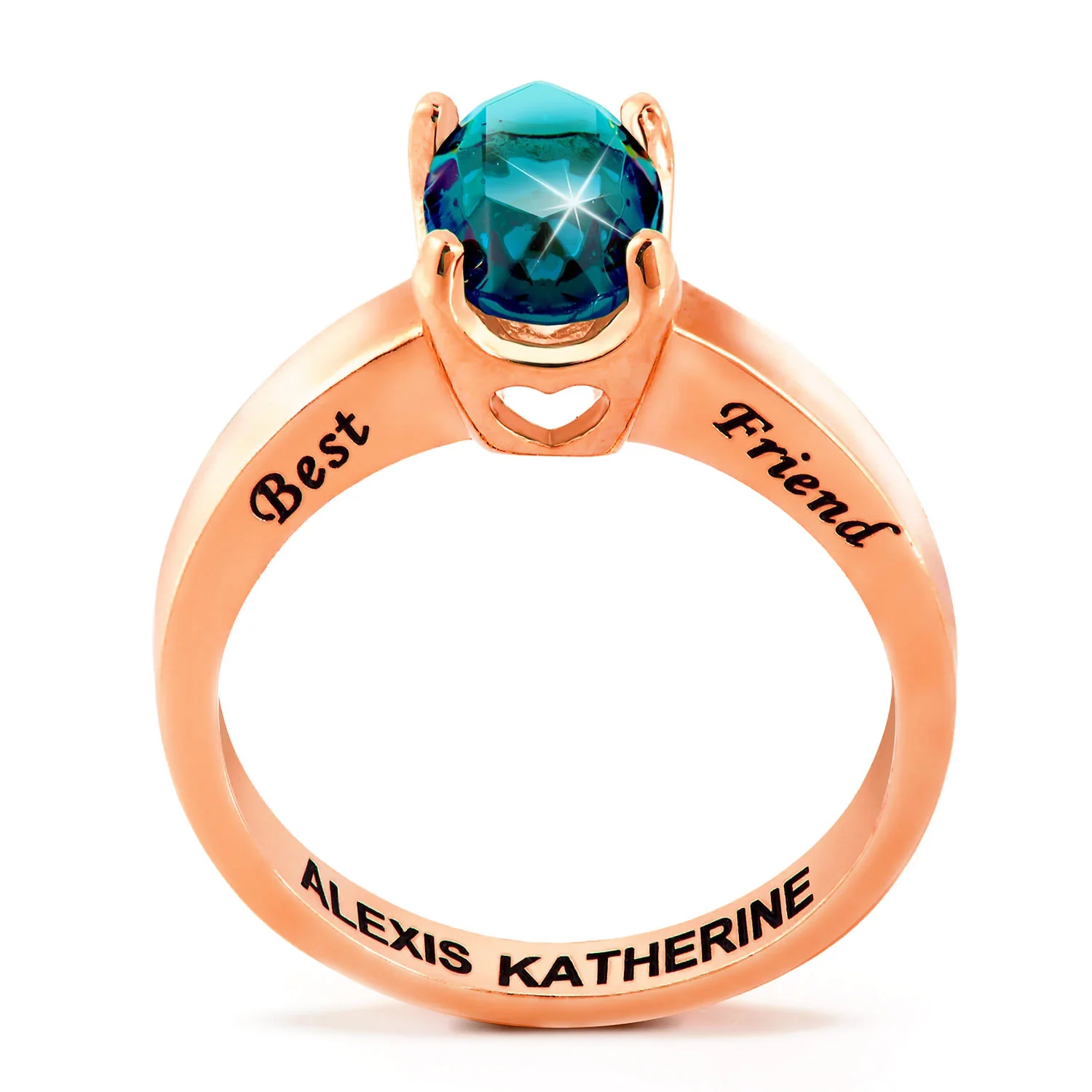 Rose Gold Plated Oval Birthstone “Close to Your Heart” Solitaire Ring - Image 2
