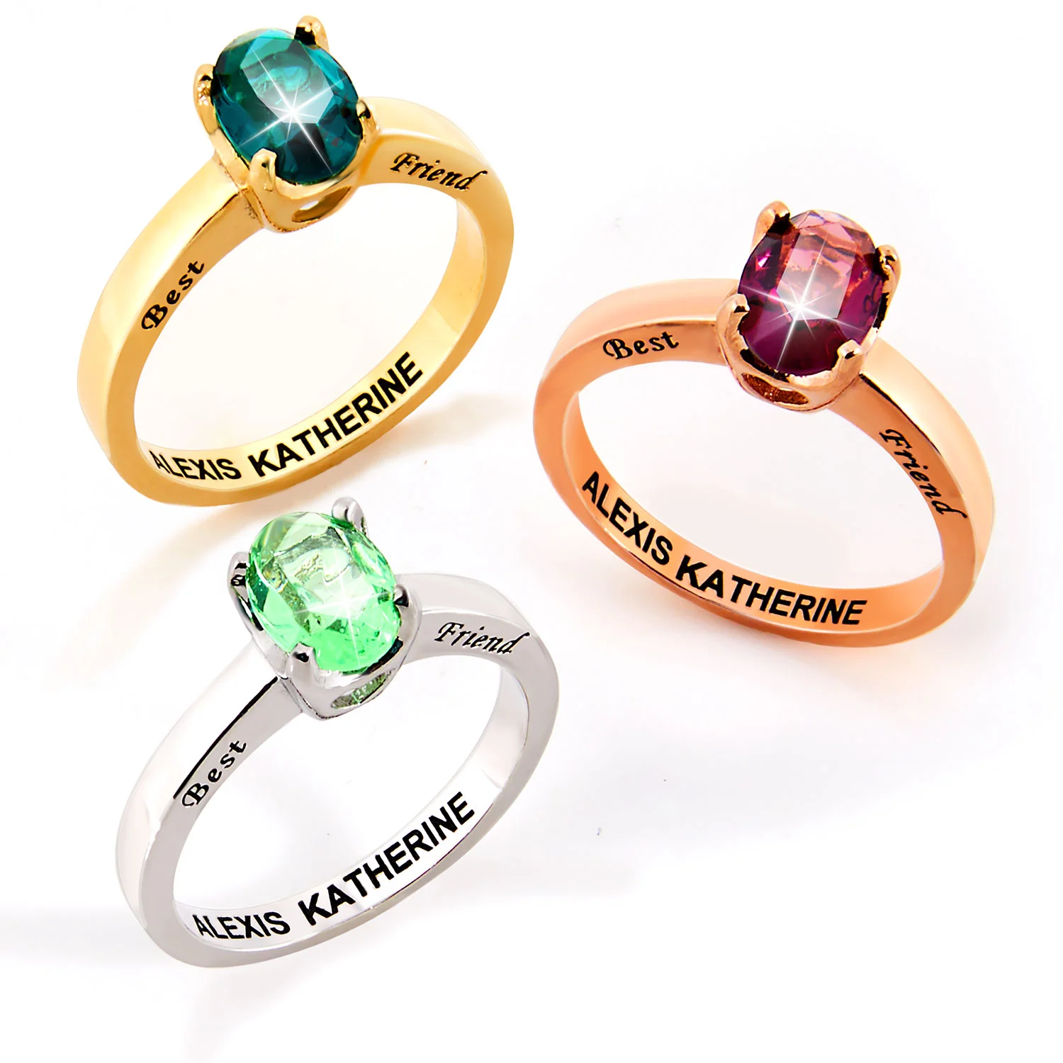 Rose Gold Plated Oval Birthstone “Close to Your Heart” Solitaire Ring - Image 3