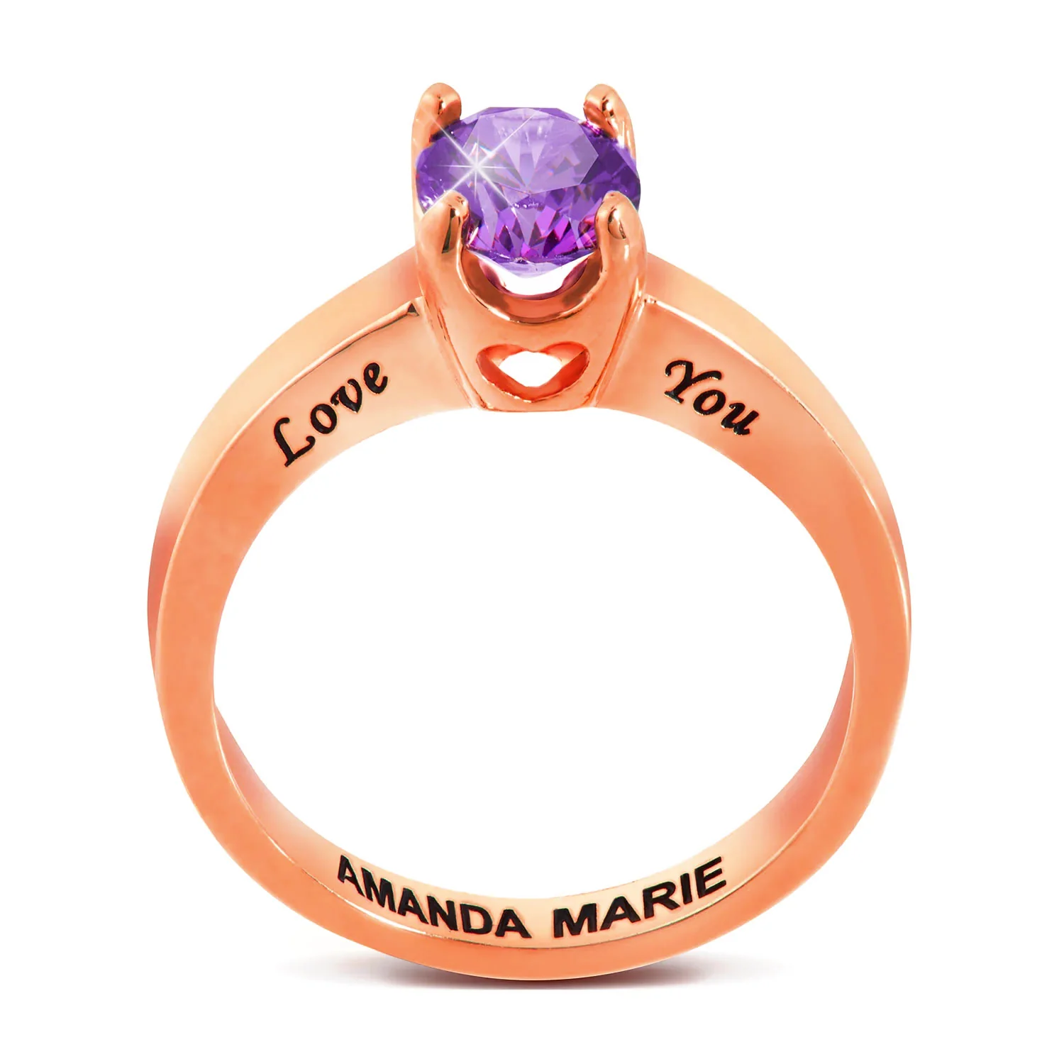 Rose Gold Plated Round Birthstone “Close to Your Heart” Solitaire Ring - Image 2