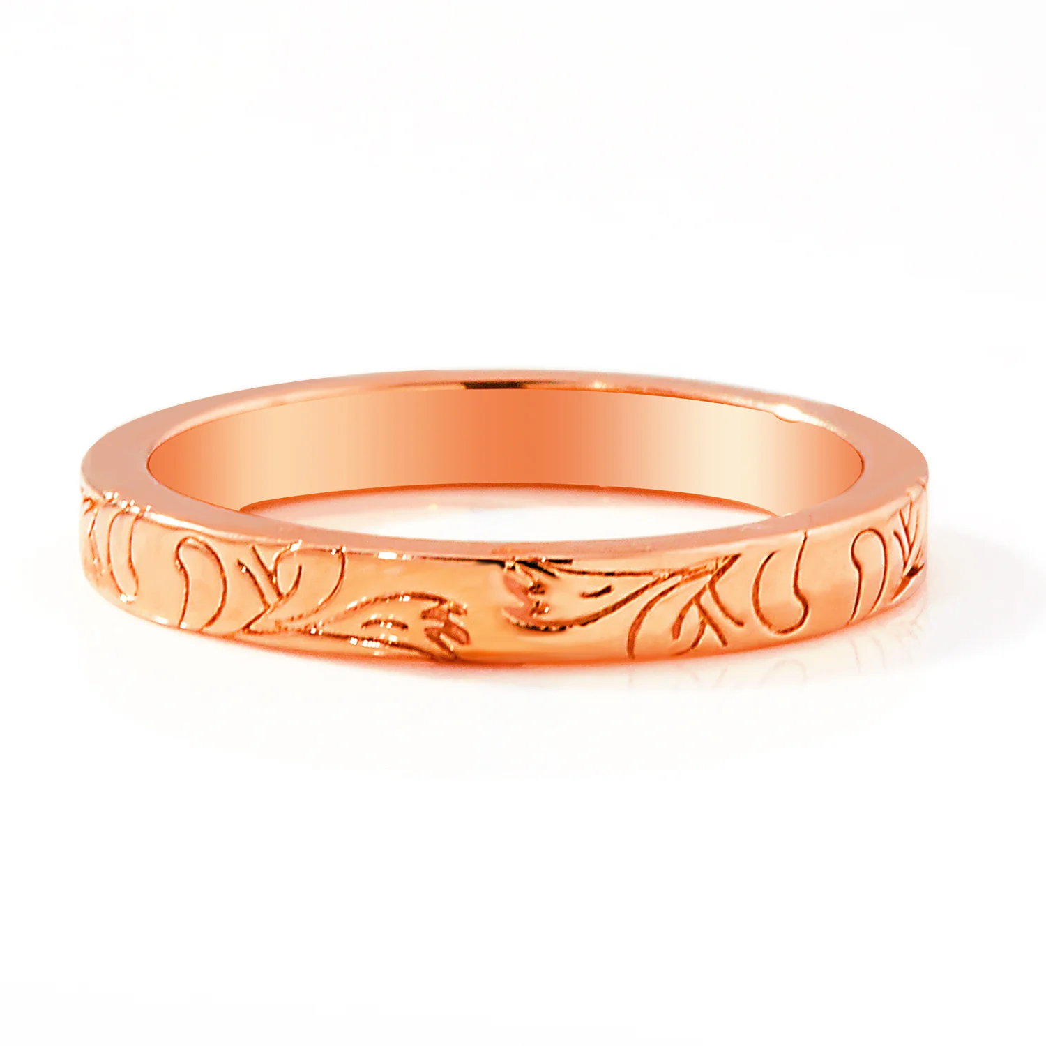 Rose Gold Plated Enamel Name  Floral Filigree Band Ring - Image 4
