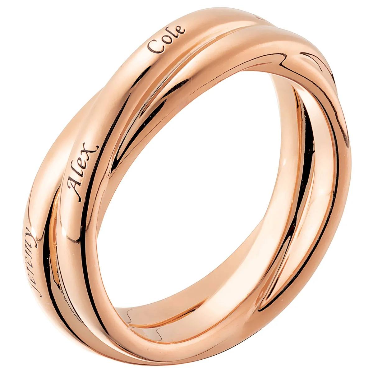 Rose Gold Plated Interlocking Name Rings - Image 2