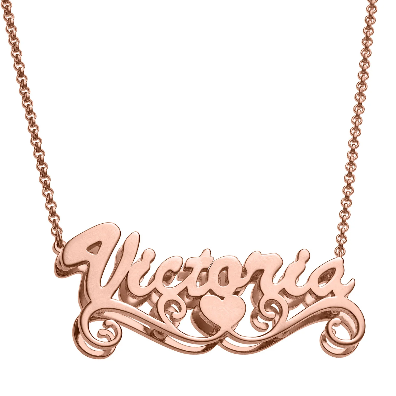 Personalized 14K Rose Gold over Sterling Double Nameplate Necklace