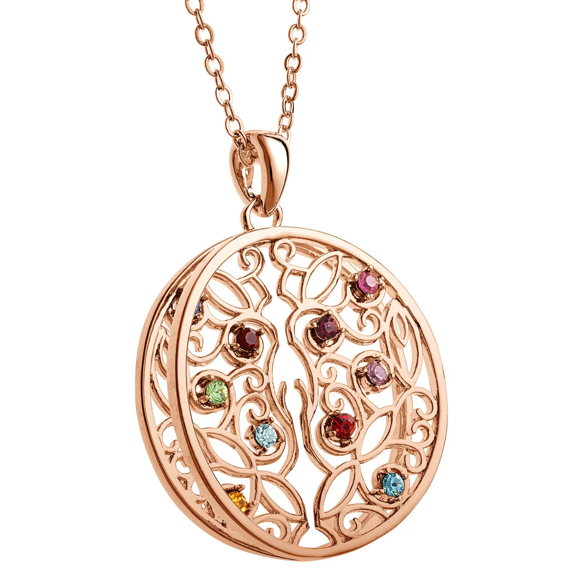 14K Rose Gold Plated 3D Family Filigree Pendant - Image 2