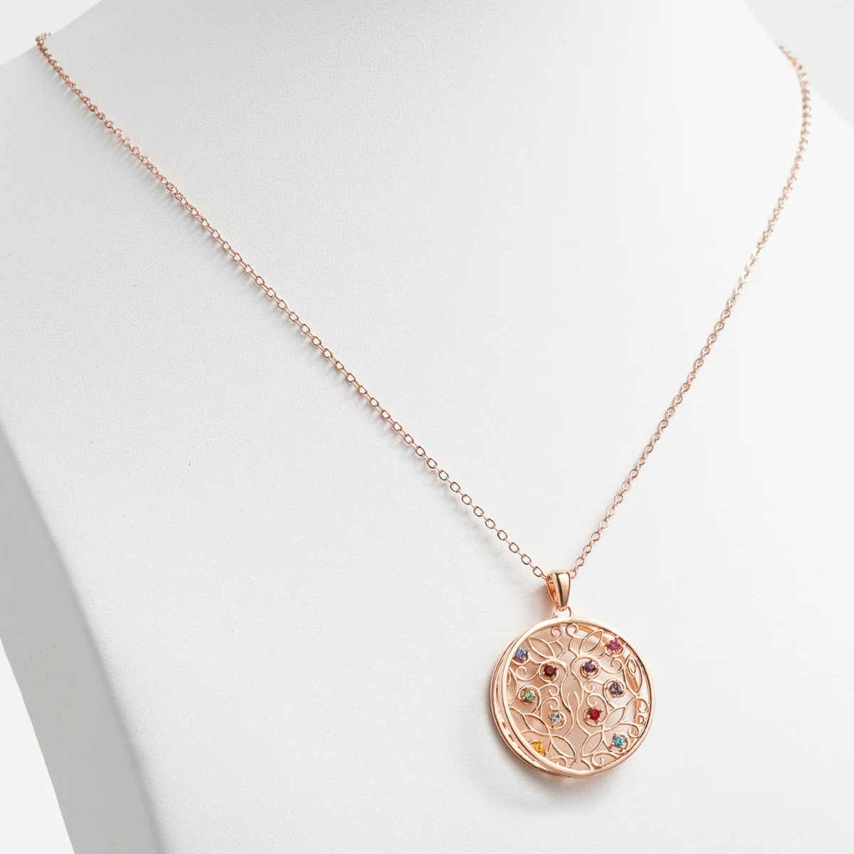 14K Rose Gold Plated 3D Family Filigree Pendant - Image 3