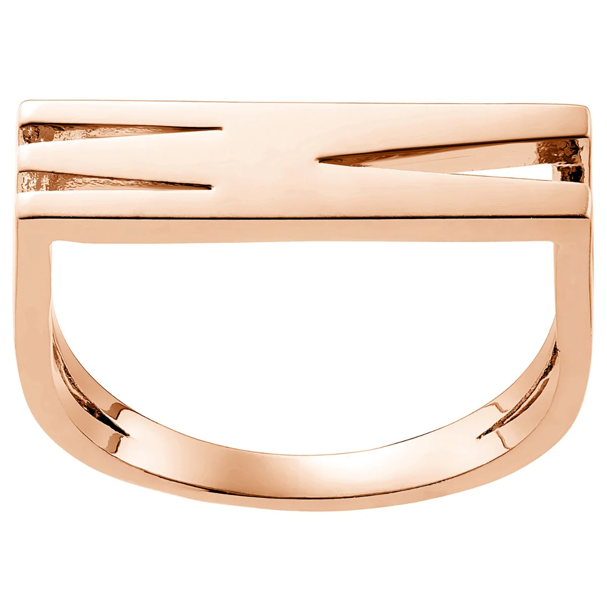 14K Rose Gold Plated Bold Horizontal Initial Ring - Image 8