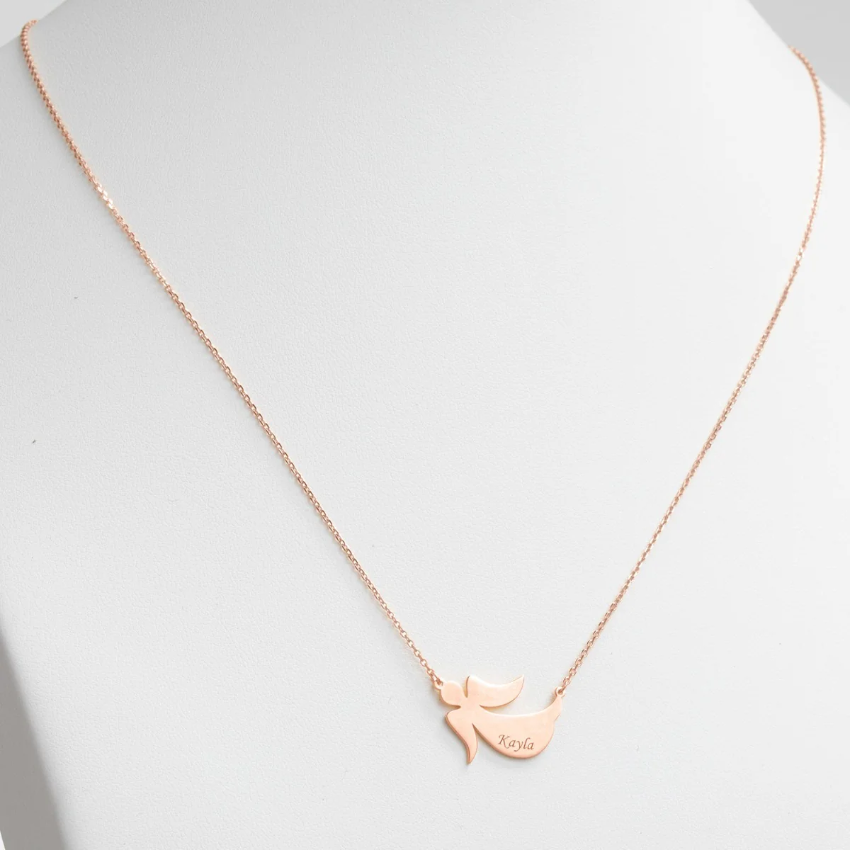 14K Rose Gold Plated Engraved Name Angel Necklace - Image 2