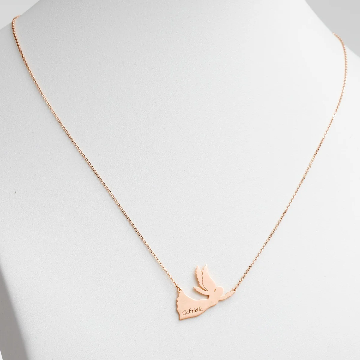 14K Rose Gold Plated Engraved Name Angel Necklace - Image 2