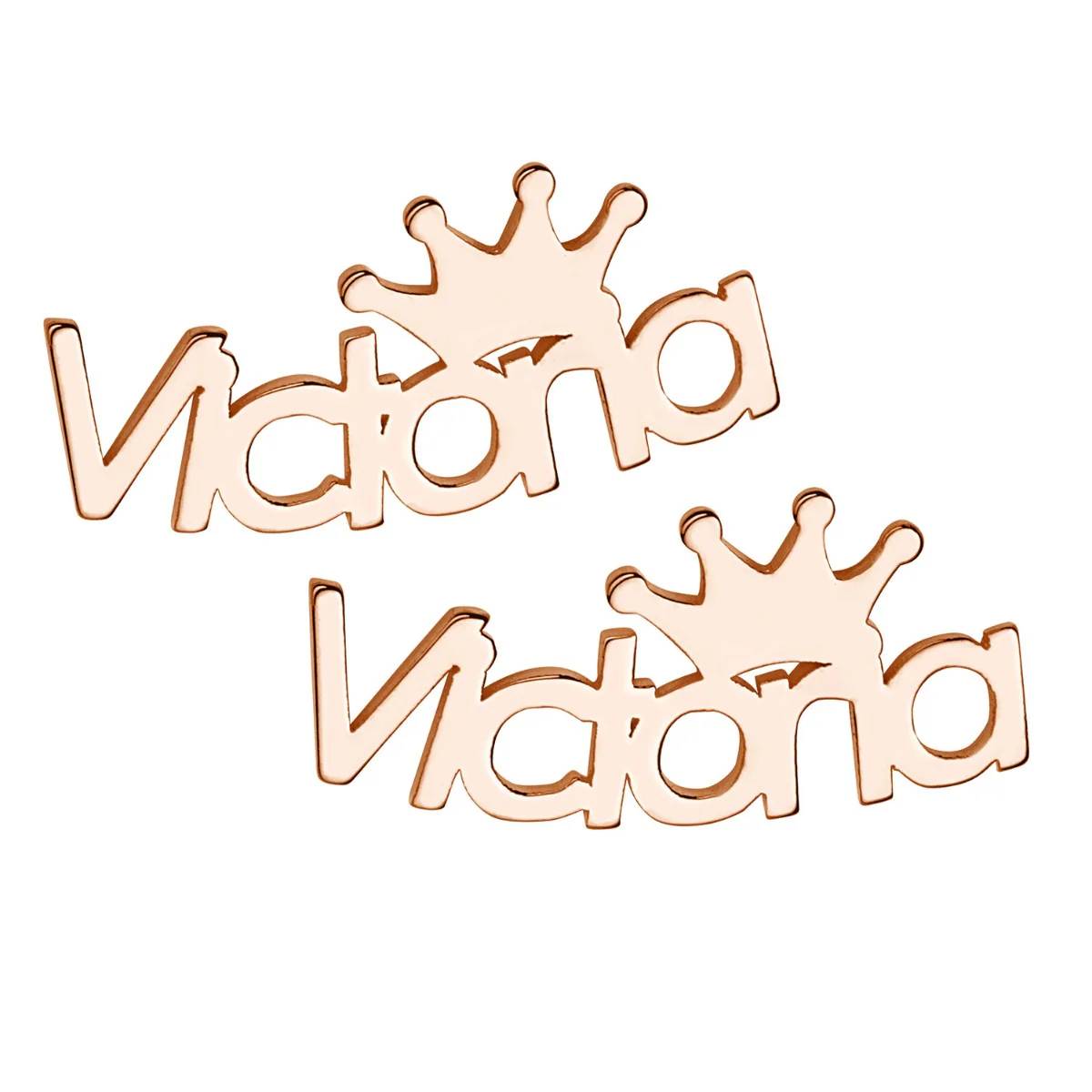 14K Rose Gold Plated Name with Crown Crawler Earrings