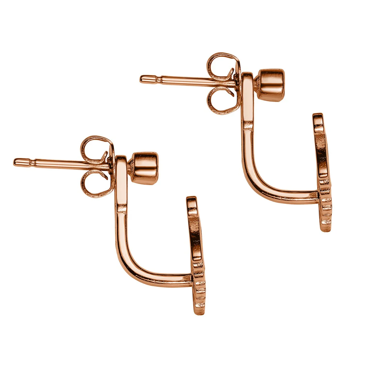 14K Rose Gold Plated Script Name and Birthstone Front/ Back Earrings - Image 4