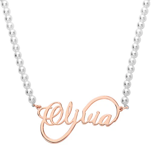 Script Name Infinity Shell Pearl Necklace - Image 6