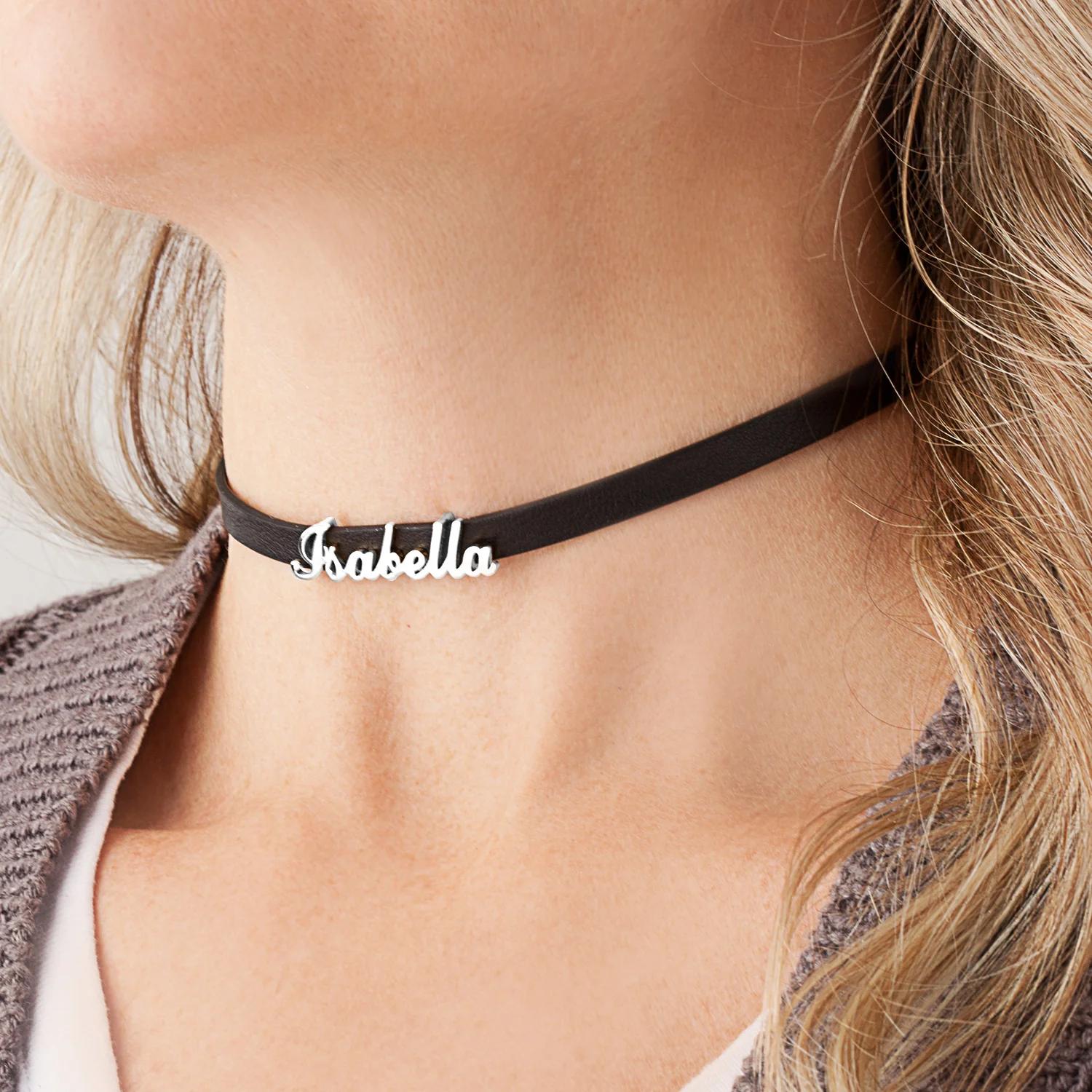 Script Name Leather Wrap Bracelet and Choker