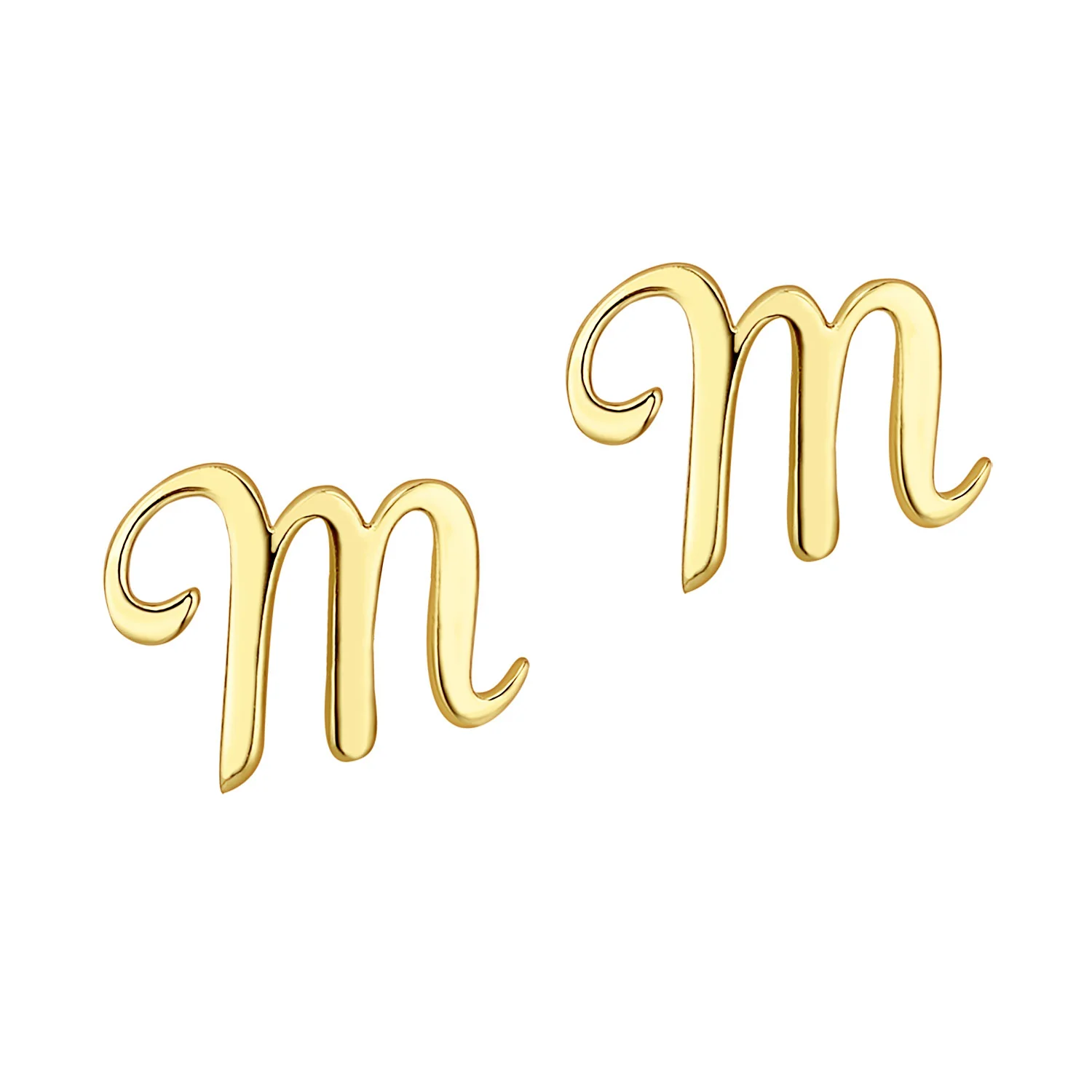 Scroll Fancy Script Initial Button Earrings - Image 4