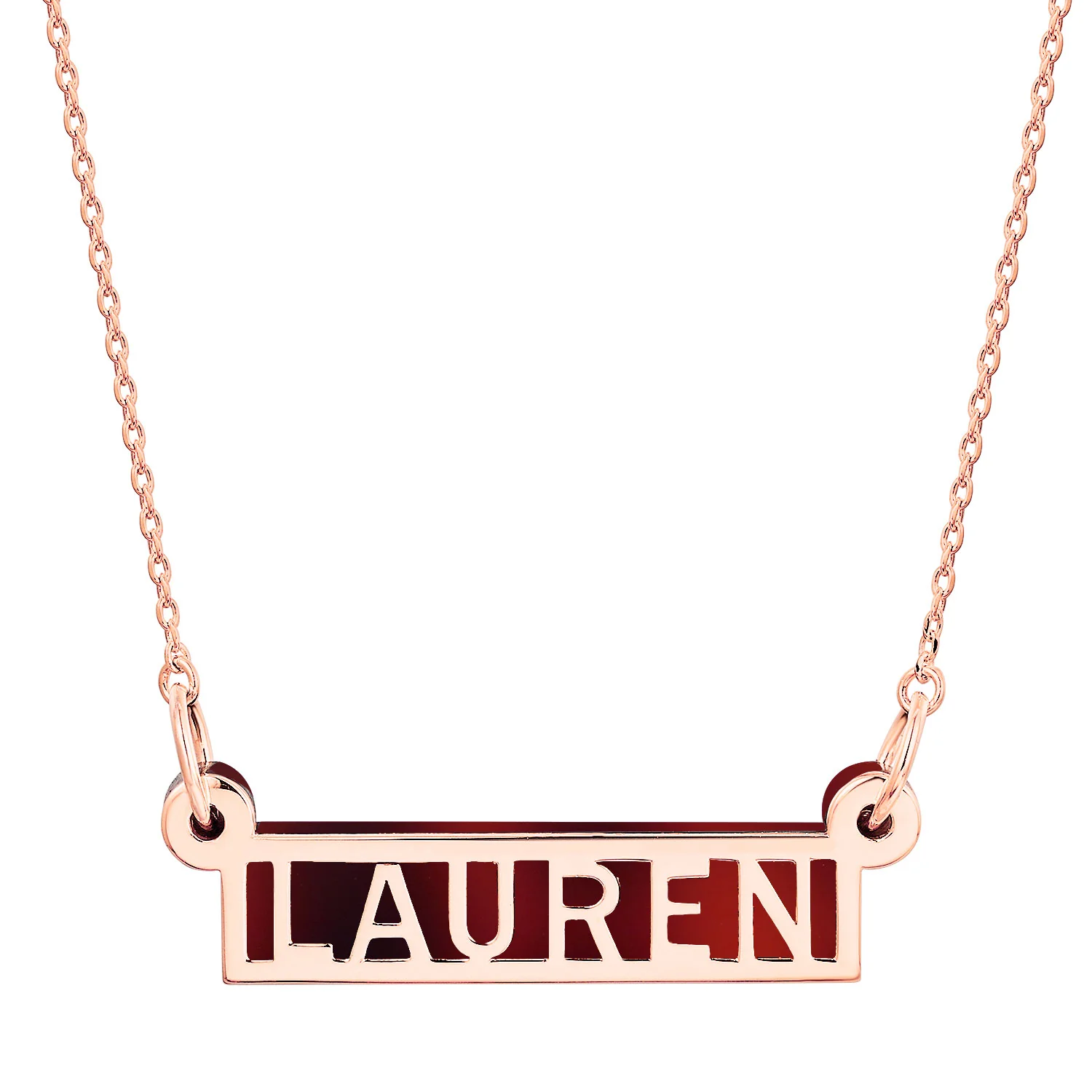 Silver Open Name Horiziontal Bar with Acrylic Necklace - Image 5