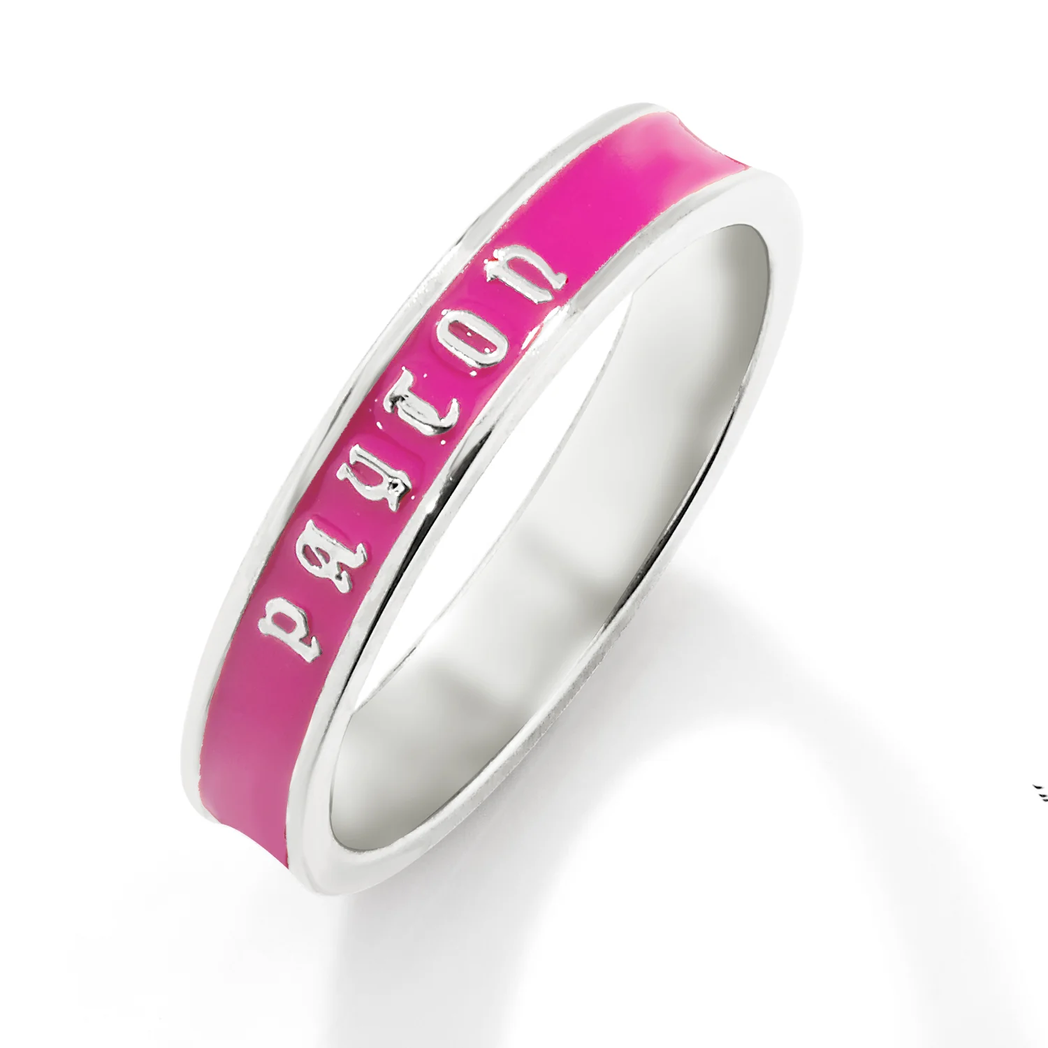 Silver Plated Birthmonth Enamel Old English Name Band Ring - Image 3