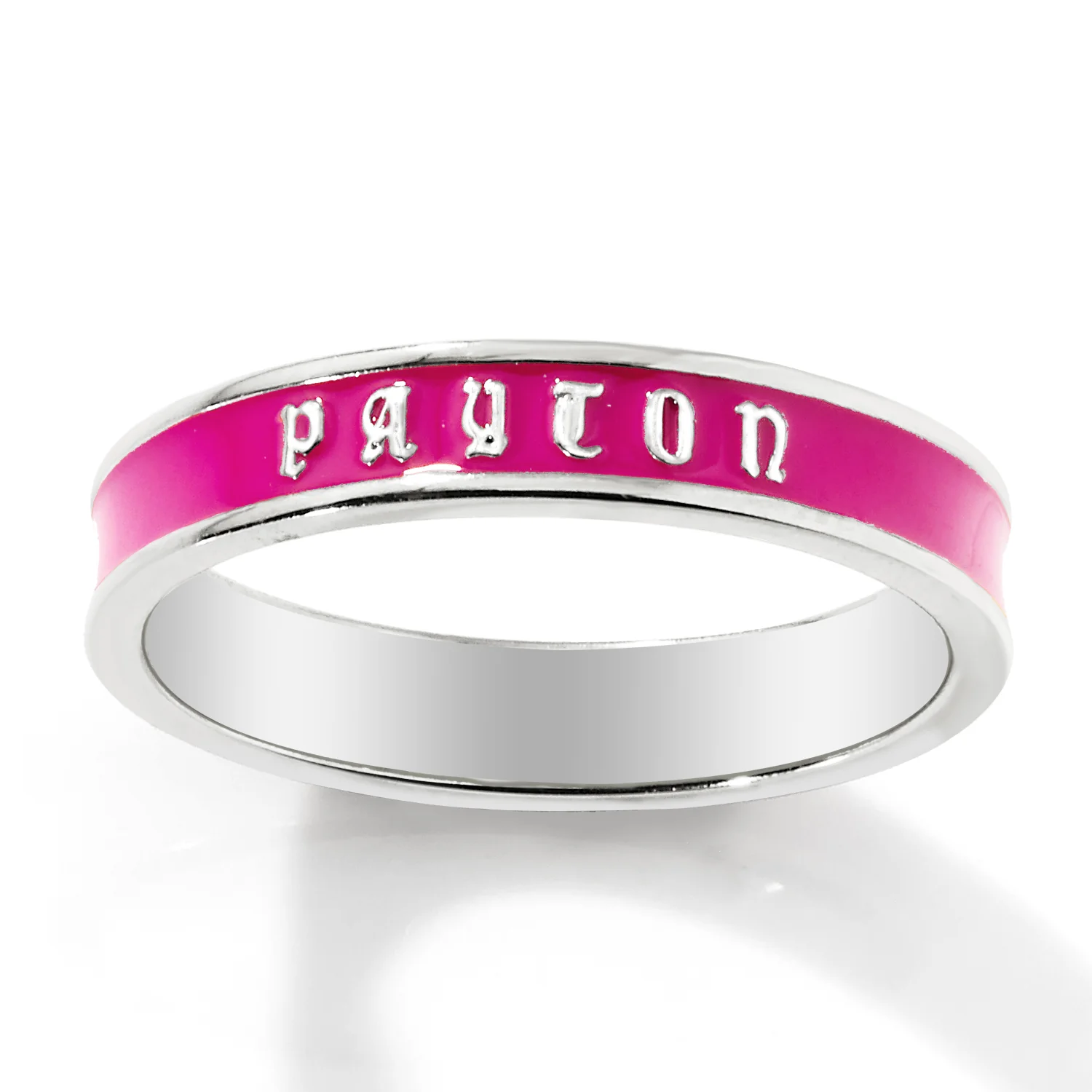 Silver Plated Birthmonth Enamel Old English Name Band Ring - Image 4