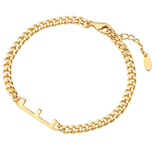 Bold Horizontal Initial Curb Chain Bracelet - Image 4