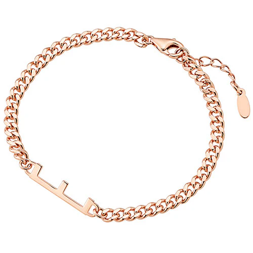 Bold Horizontal Initial Curb Chain Bracelet - Image 6