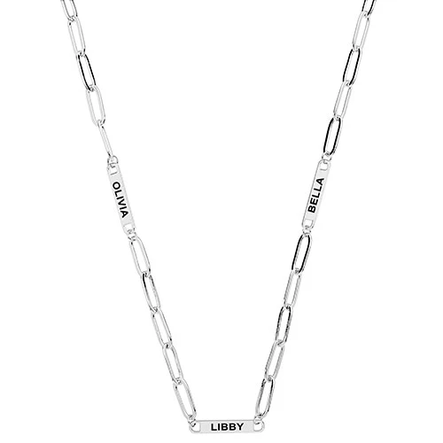 Silver Plated Engraved Paperclip Station Necklace - Image 6
