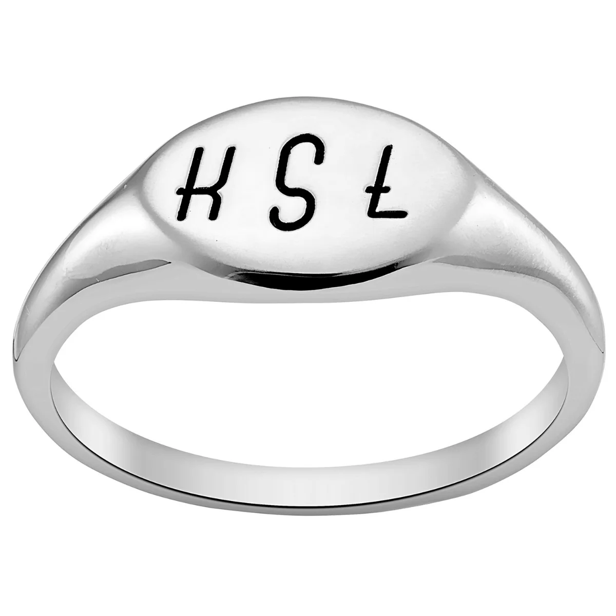 Silver Plated Engraved Signet Ring