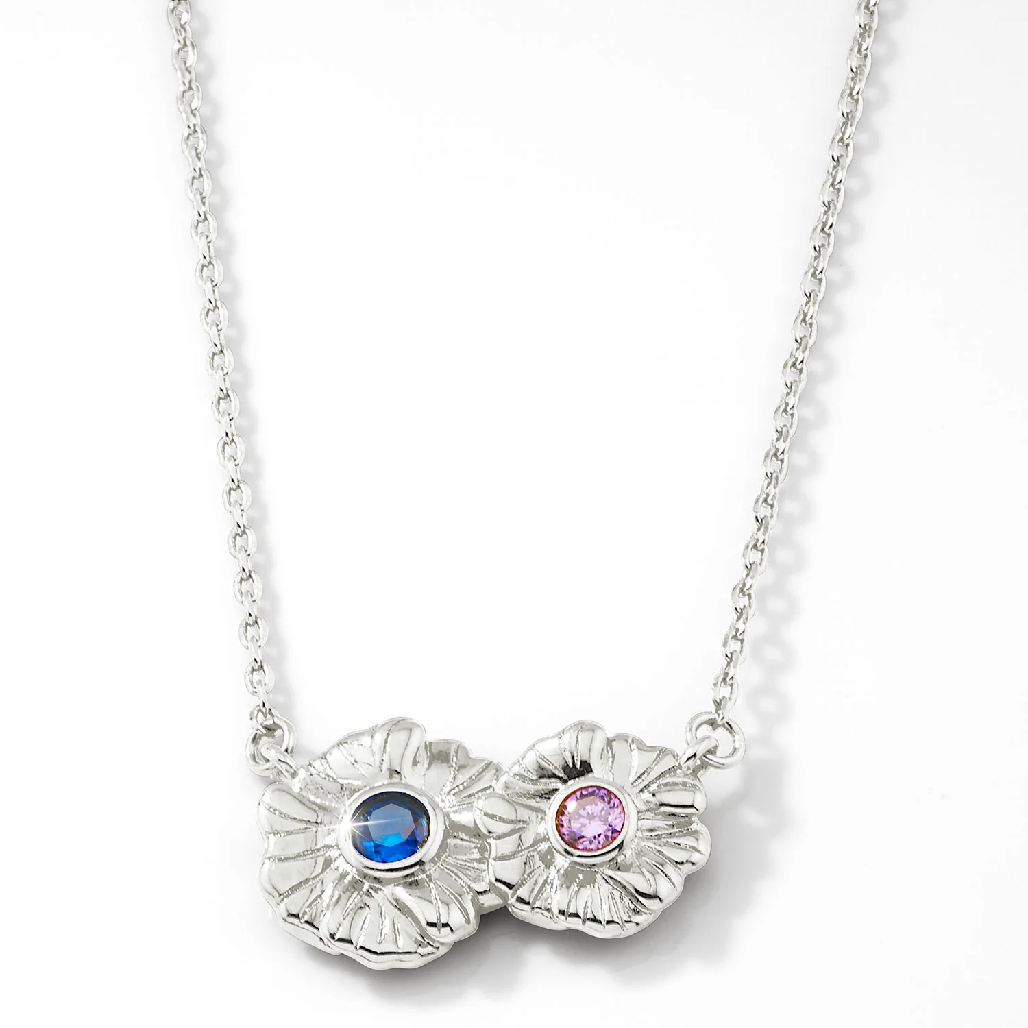 Silver Flower Birthstone Necklace - 1 to 5 stones - Image 7