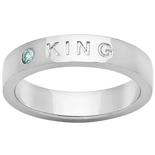 KING Silver Plated Birthstone Empowerment Ring