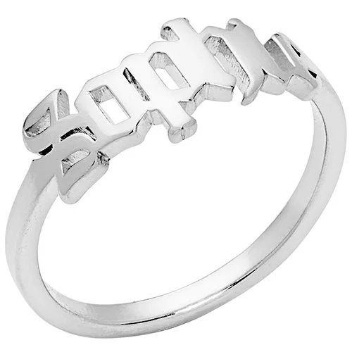 Silver Plated New Old English Cutout Name Ring - Image 2