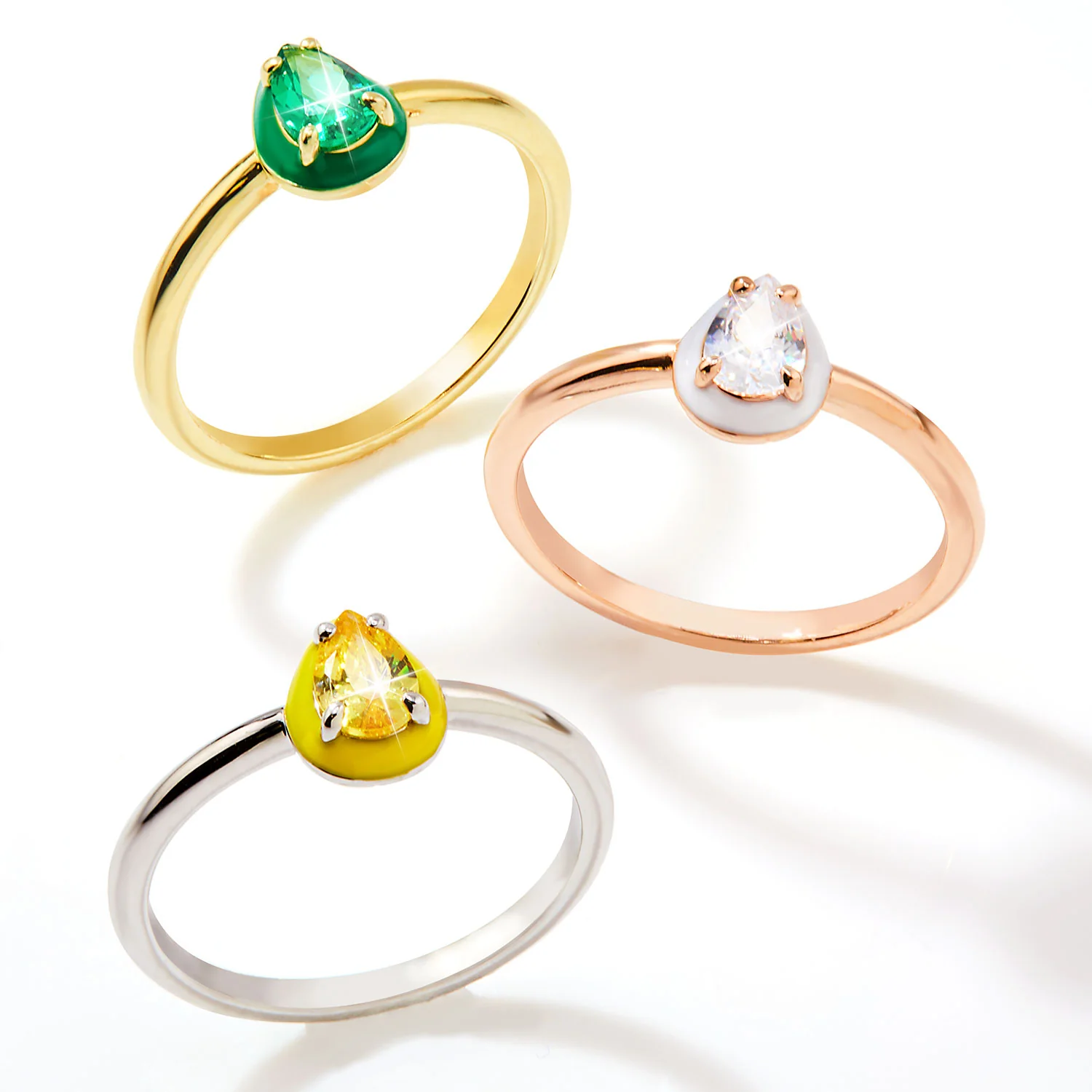 Silver Plated Pear Birthstone and Enamel Ring - Image 2