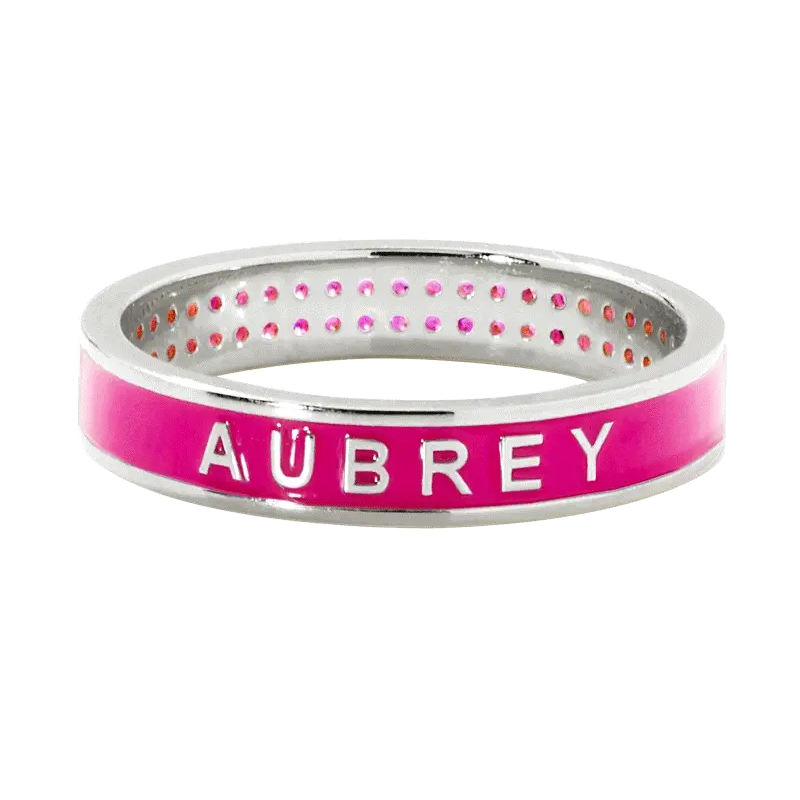 Silver Plated Reversible Birthmonth Enamel Pave Square Band Ring - Image 3