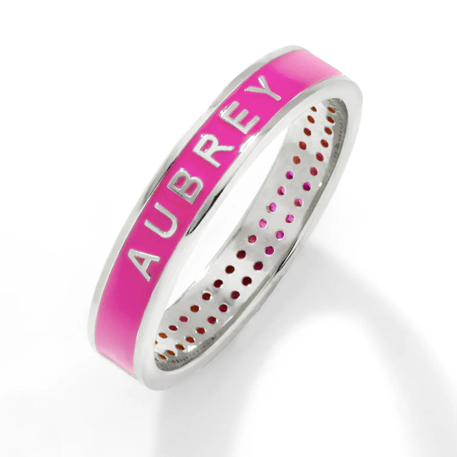 Silver Plated Reversible Birthmonth Enamel Pave Square Band Ring - Image 4