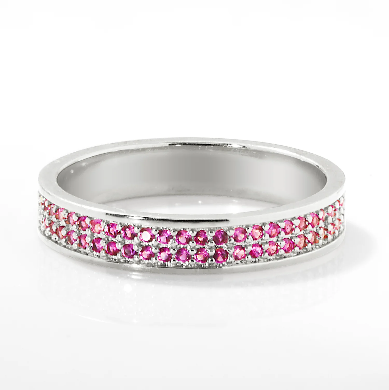 Silver Plated Reversible Birthmonth Enamel Pave Square Band Ring - Image 5