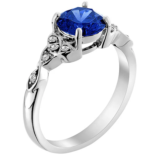 Silver Plated Simulated Sapphire and Clear Crystal Trinity Knot Ring - Image 2