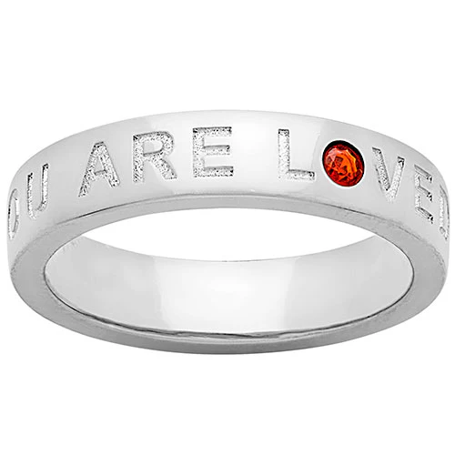 YOU ARE LOVED Silver Plated Birthstone Empowerment Ring