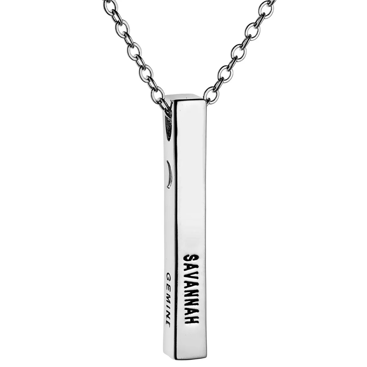 Silver Plated 3 Zodiac and Name 4 Sided Bar - Image 2