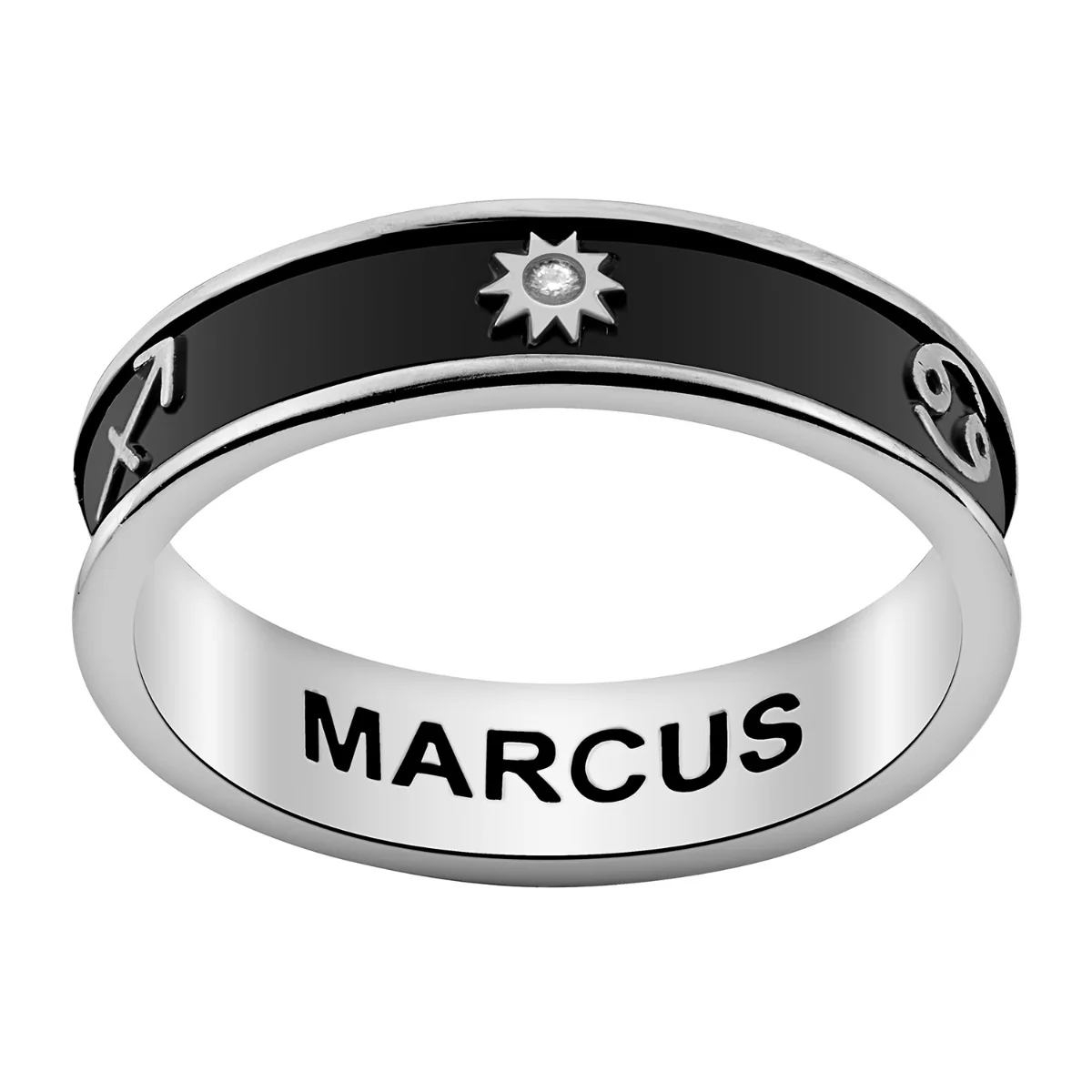 Silver Plated 3 Zodiac Sign Band Ring - Image 2