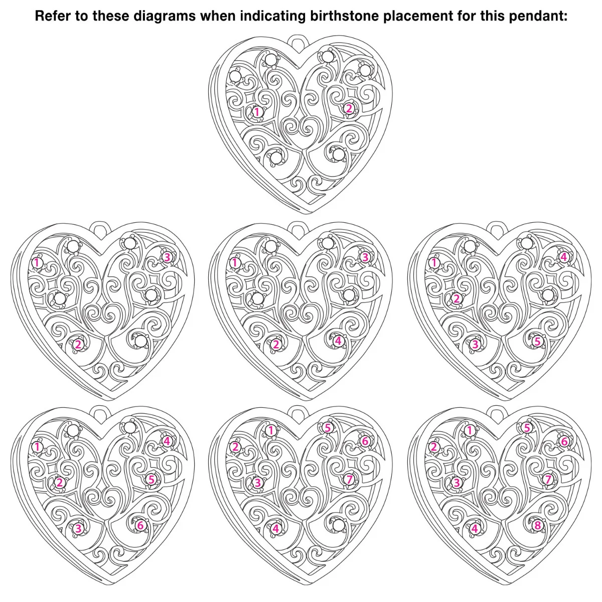 Silver Plated 3D Family Filigree Heart Pendant - Image 5