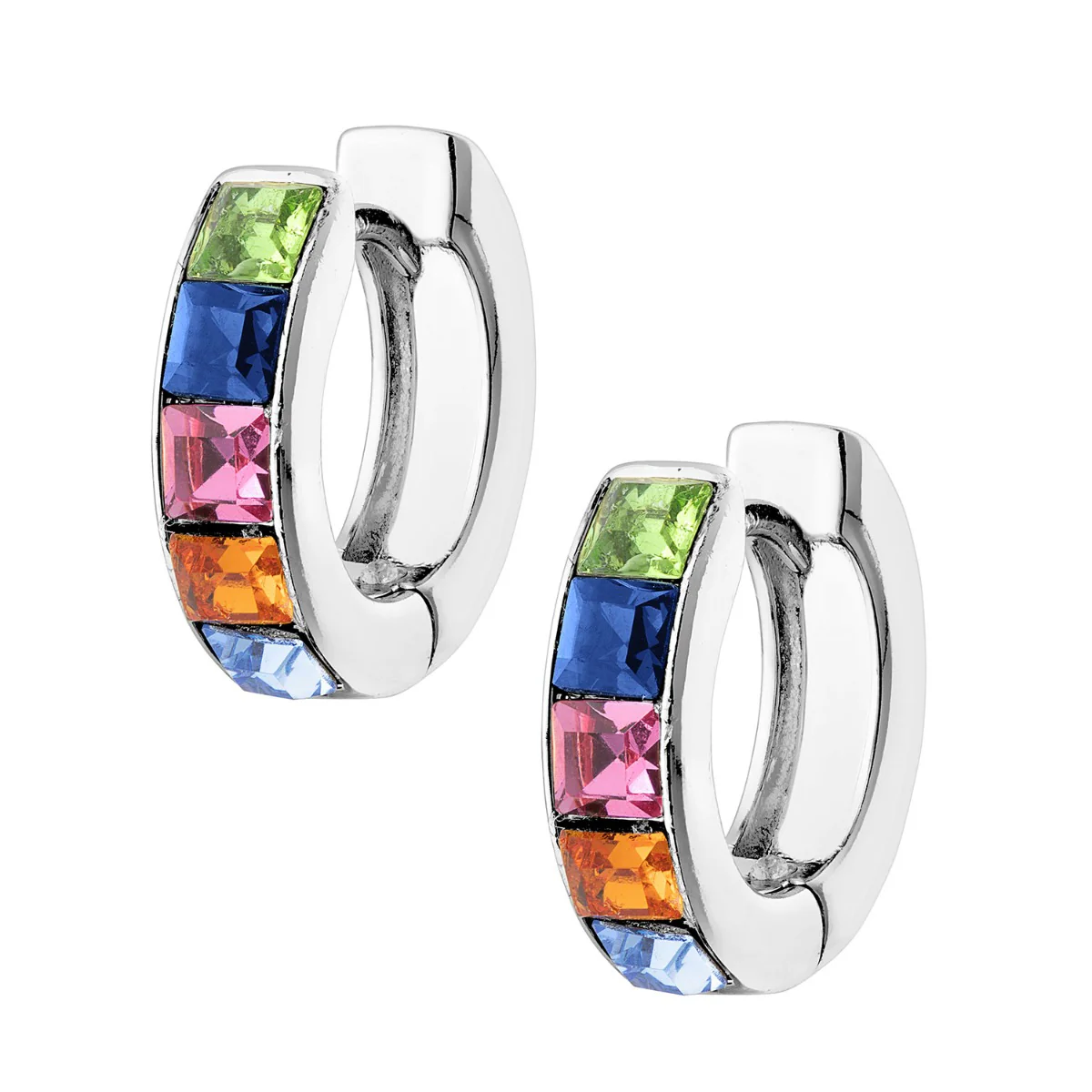 Silvertone Rainbow Huggie Earrings