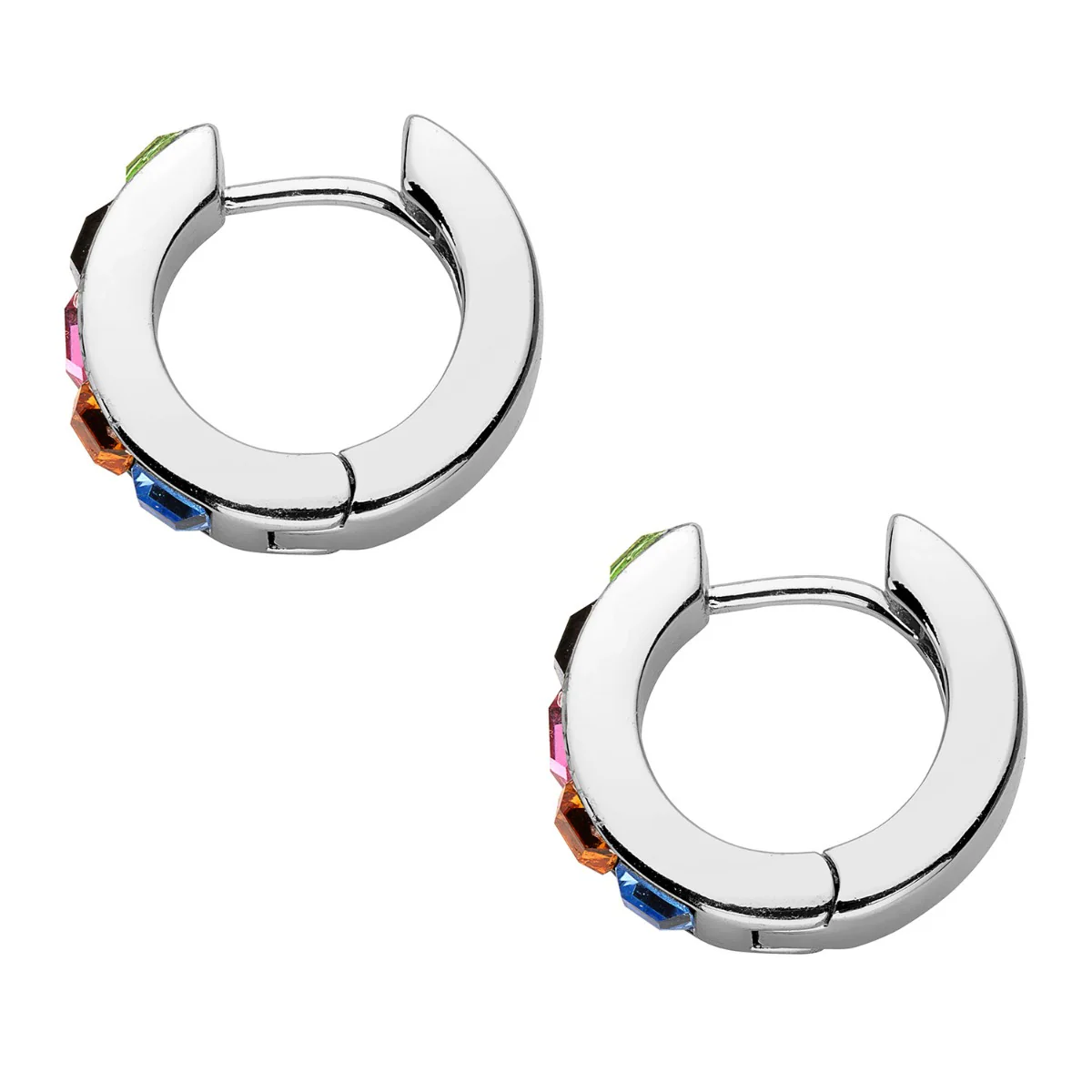 Silvertone Rainbow Huggie Earrings - Image 2