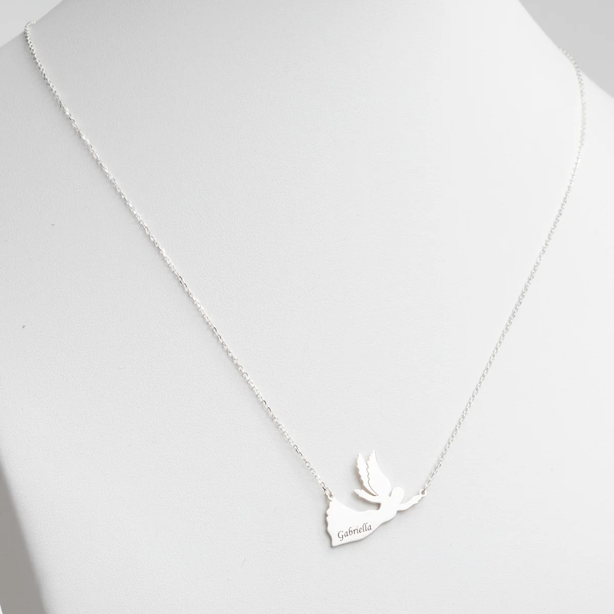 Silver Plated Engraved Name Angel Necklace - Image 2