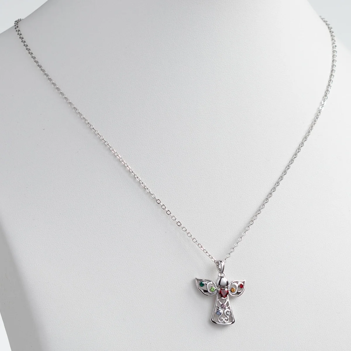 Silver Plated Birthstone Guardian Angel Pendant - Image 2