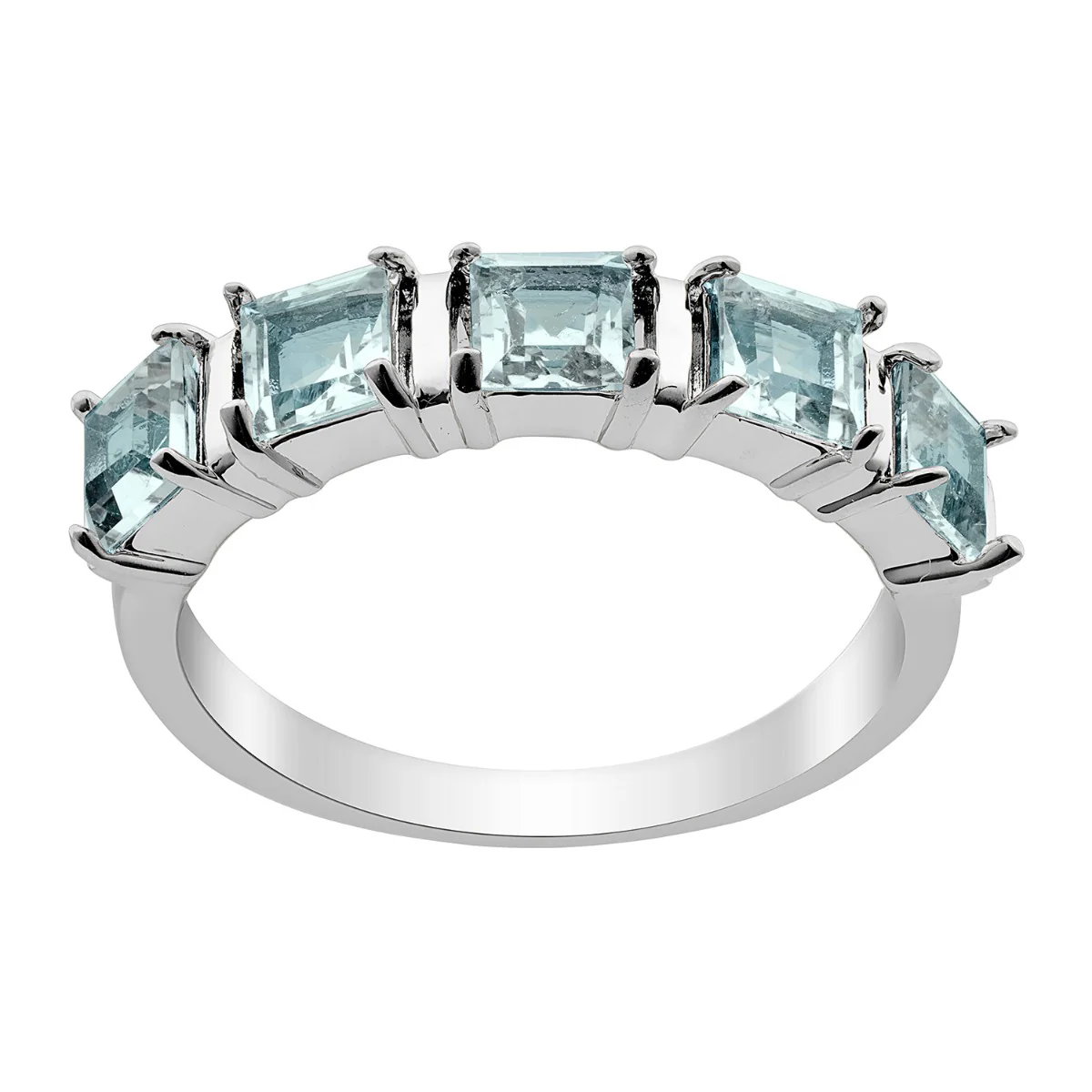 Silver Plated Genuine Blue Topaz Ring and Earrings Set - Image 3